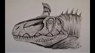 How to Draw Cryolophosaurus Head - Step by Step Dinosaur Tutorial