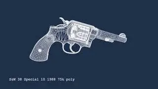 S&W 38 Super10 75k (low poly) Wireframe Triangulated Blender/Substance Painter