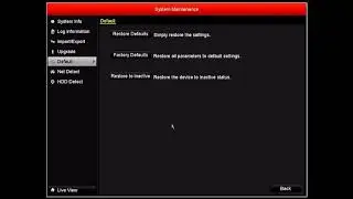 Hikvision DVR factory reset