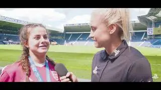 Steph Houghton interviews the U15 Girls winners of the PlayStation Schools' Cup