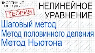 Численные методы решения нелинейного уравнени Теория Шаговый Метод половинного деления Метод Ньютона