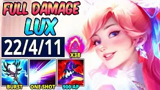 FULL DAMAGE LUX ONE-SHOT DARK HARVEST - INSANE BURST (63000 DMG, 38 STACKS) - League of Legends
