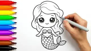 How to Draw a Mermaid for Kids | Easy Drawing, Painting and Coloring for Children