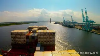 Ship Passing Under Dames Point Bridge Jacksonville | Container Ship arrival to Jacksonville Port