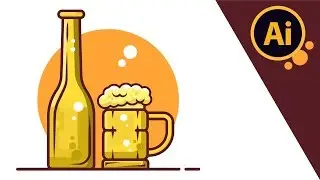 Beer Mug and Bottle | Flat Design Adobe Illustrator [speed art for inspiration]