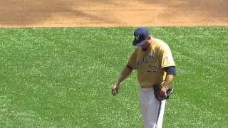 Matt Garza throws a pitch at Miller Park