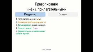 Правописание НЕ с прилагательными (6 класс, видеоурок-презентация)