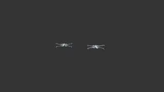 X wing fly by. animation progress test 1. prisma 3d