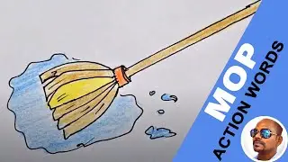 How to draw floor mop? Action word mop