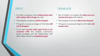 Difference between Drop and Truncate in SQL Oracle