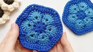 "Африканский цветок". Вяжем крючком шестиугольный мотив. Легко и красиво 💙🧶 Crochet with 💞