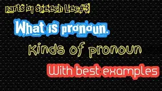 pronoun | Parts of speech | Types of pronoun | With best examples.