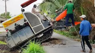 QUAY CẢNH MÁY CẮT LÚA KUBOTA DC 95 LÊN DỐC CỨ TUỘT MẢI máy gặt đập Liên Hợp