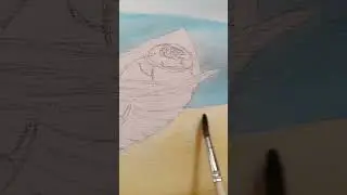 Рисую акварелью. Лодка на берегу.
