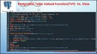 PostgreSQL data Base Table Valued Function(TVF) Vs. View full details in Hindi #VD86