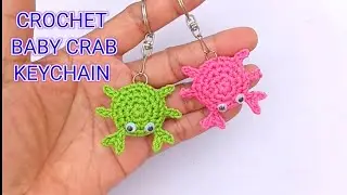 GANTUNGAN KUNCI KEPITING RAJUT, CROCHET BABY CRAB KEYCHAIN,DIY, TUTORIAL