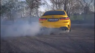 The Racing Yellow BMW G20 320i installed w/ ARMYTRIX De-Catted Turbo-Back Valvetronic Exhaust System