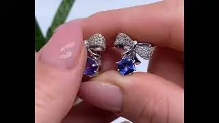 Серьги из белого золота 585 пробы с танзанитами и бриллиантами Подписывайтесь  Телеграм:@GRALJEWELRY