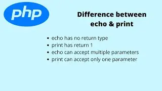 difference between echo and print in php | difference between echo and print in php in hindi #shorts
