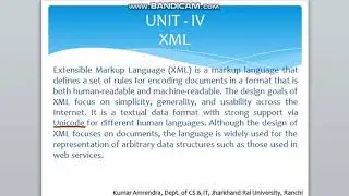 Lecture 17 Extensible Markup Language XML, XML Usage