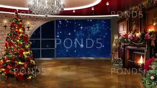 Christmas TV Studio Set 33 - Virtual Green Screen Background Loop