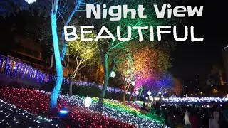 Amazing Night view at Green River waterfront landscape trail, Taichung