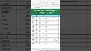 How to find Percentage of Marks in Ms Excel