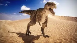 Dinosaur Walking on Desert
