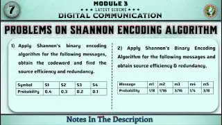 7  Problems On Shannon Encoding Algorithm Explained Module 3 | 5th Sem Digital Communication ECE VTU