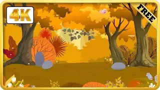 Antumn in the jungle cartoon background loops