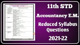 11th Accountancy English Medium - Reduced Syllabus 2021-22 Questions 