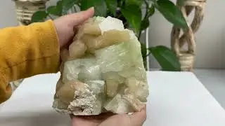 Natural Green Apophyllite Stilbite Mineral Specimen - 24-0358