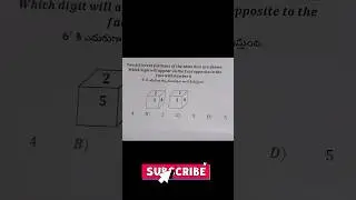 Maths Reasoning Question Dice opposite Number