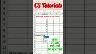 min max and count in excel | 