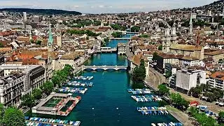 Drone Views of Switzerland in 4k: City of Zurich