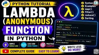 Lambda (Anonymous) Function in Python | Python Lambda Function Tutorial for Beginners