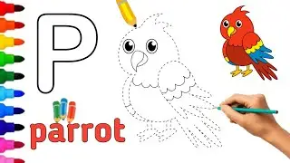 🦜Draw and color the letter P with the parrot |  Challeng and teach children letters | draw and color
