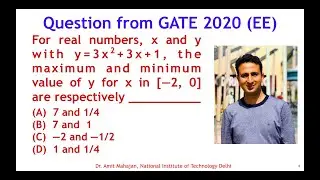 Question on Maxima and Minima || GATE 2020 (EE) || Calculus || Critical Points || Extreme Values