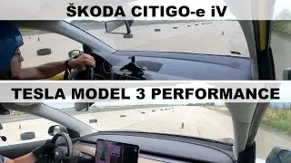 Škoda Citigo-e iV vs Tesla Model 3 Performance (Autoslalom)