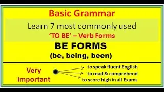 BE FORMS (be, being, been), learn 7 most commonly used ‘TO BE’ – Verb Forms