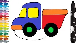 How to draw and color a kid's truck. Coloring pages for children.