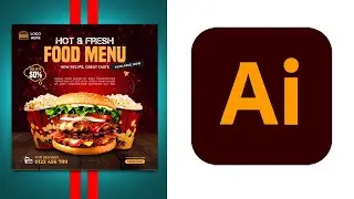 Adobe Illustrator - How to Design Food Banner Poster Design - AT