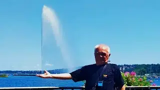 ШВЕЙЦАРІЯ ЖЕНЕВА ЖЕНЕВСЬКЕ ОЗЕРО  ФОНТАН JET d'EAU