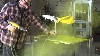 SWA tri color powdercoating.  Creating stripes with powder coat