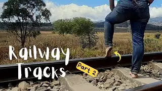 Barefoot on the railway tracks | Walk and balance on the railroad