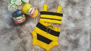 Conjunto Abelhinha para bebês de 3 a 6 M.- parte de cima #semprecirculo #crochet #modainfantil