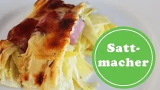 Schinken-Lauch-Rollen mit Käse überbacken als WeightWatchers Sattmacher