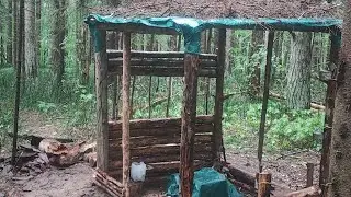 "Лесная кухня - суп, запечённые яблоки и блины. Возвожу стены навеса.