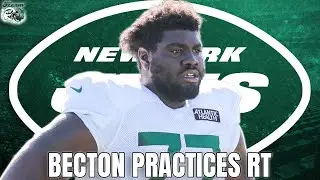 New York Jets Mekhi Becton Working at Right Tackle