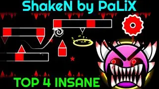 ShakeN by PaLiX (TOP 4 INSANE) - Жёсткий уровень с слепыми кликами, мемори и другое😈 | Geometry Dash